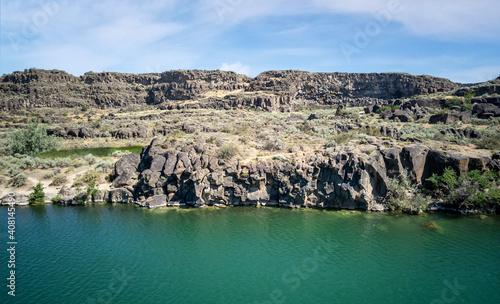 Lovely Lake Dierkes sparkling in the summer air in Idaho photo