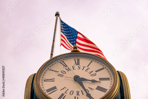 Homestead Florida town clock photo