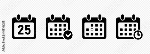 Day calendar icon set. Business plan. Time management. Vector on isolated transparent background. EPS 10