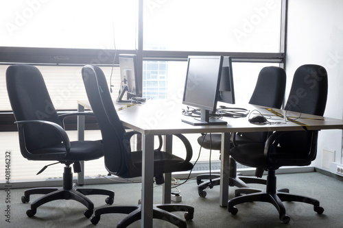 interior of an abandoned office without people during the coronavirus pandemic