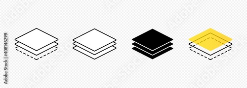 Layer line icon set. Layout sign. Vector on isolated transparent background. EPS 10