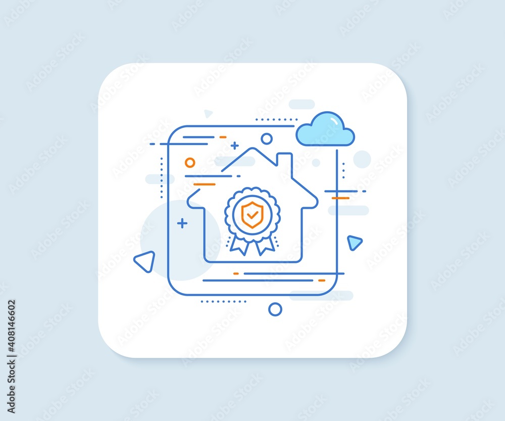 Insurance medal line icon. Abstract vector button. Certified risk coverage sign. Confirmed protection symbol. Insurance medal line icon. Home concept badge. Vector Insurance medal line icon. Abstract vector button. Certified risk coverage sign. Confirmed protection symbol. Insurance medal line icon. Home concept badge. Vector