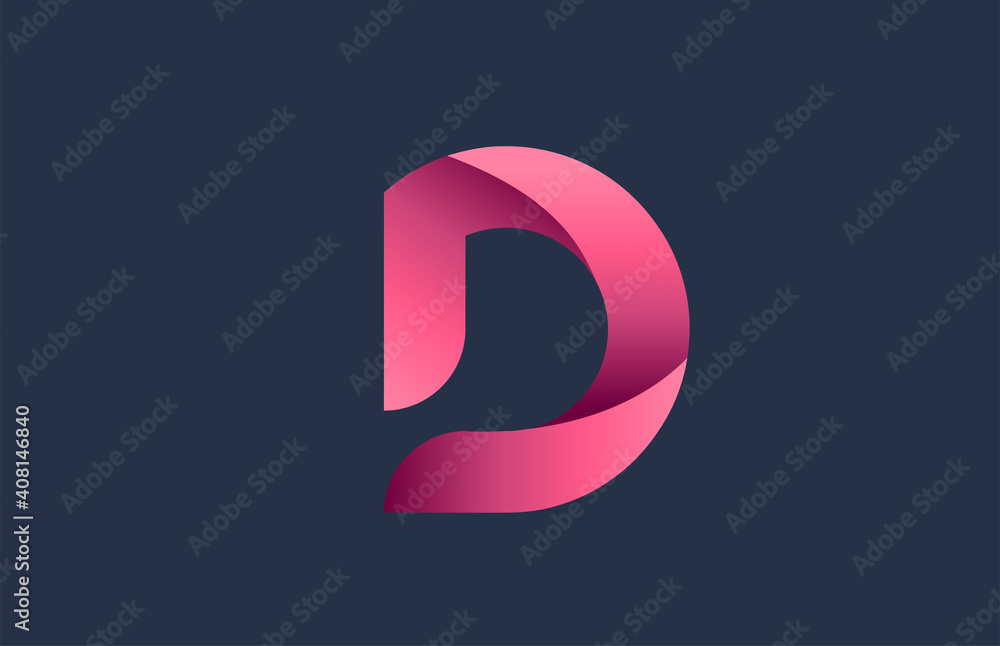 D blue pink alphabet letter logo for branding and business. Gradient design for creative use in icon lettering D blue pink alphabet letter logo for branding and business. Gradient design for creative use in icon lettering