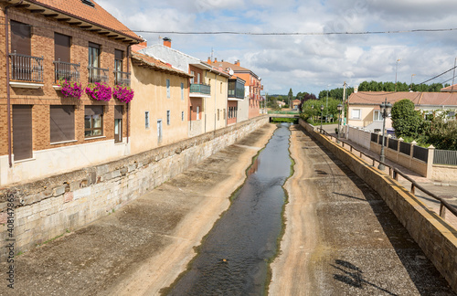 watercourse Canal in Hospital de Orbigo town, province of Leon, Castile and Leon, Spain © Jorge Anastacio