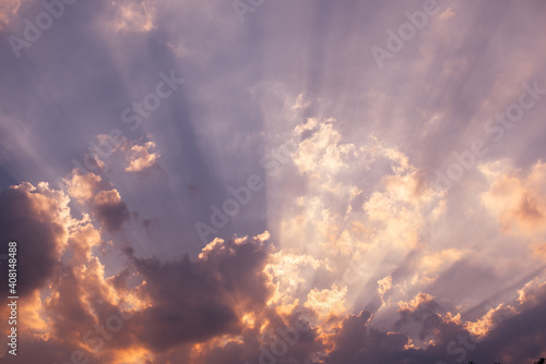 Landscape shot of sunset with rays protruding