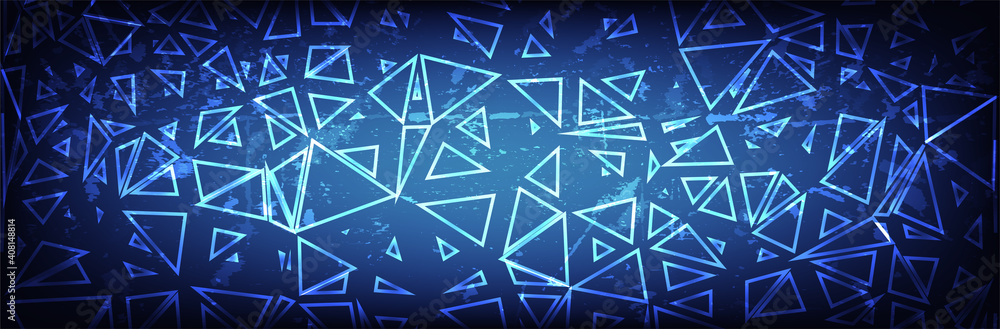 Abstract triangle background. Blue grunge random texture. Vector illustration