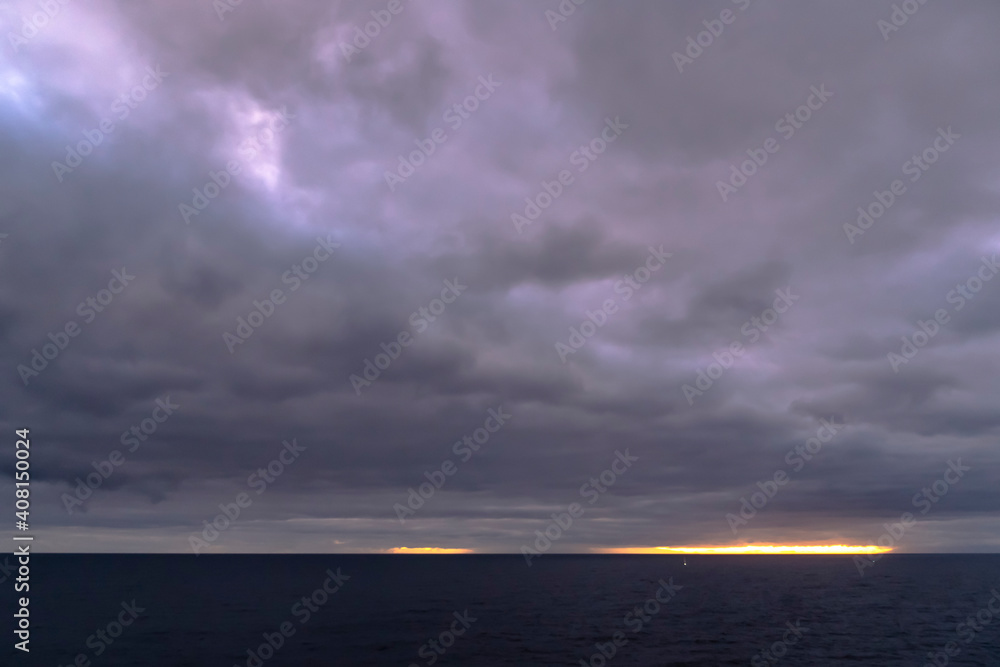 La Palma Canary islands Spain on December 11, 2019: Sunrise from the harbour in Santa Cruz de la Palma.