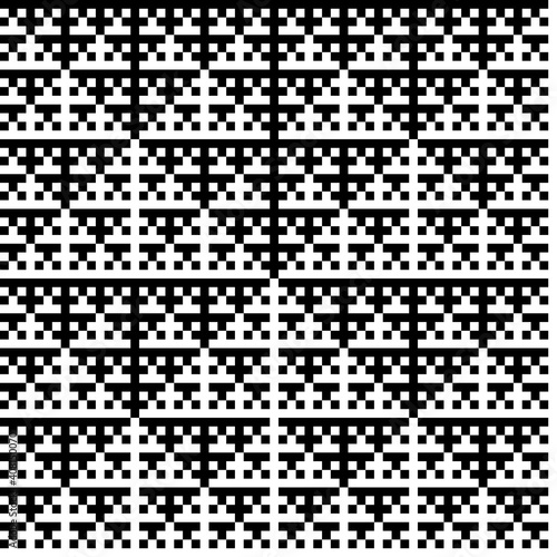 Seamless geometric fractal pattern. Abstract retro pyramidal monochromatic background.