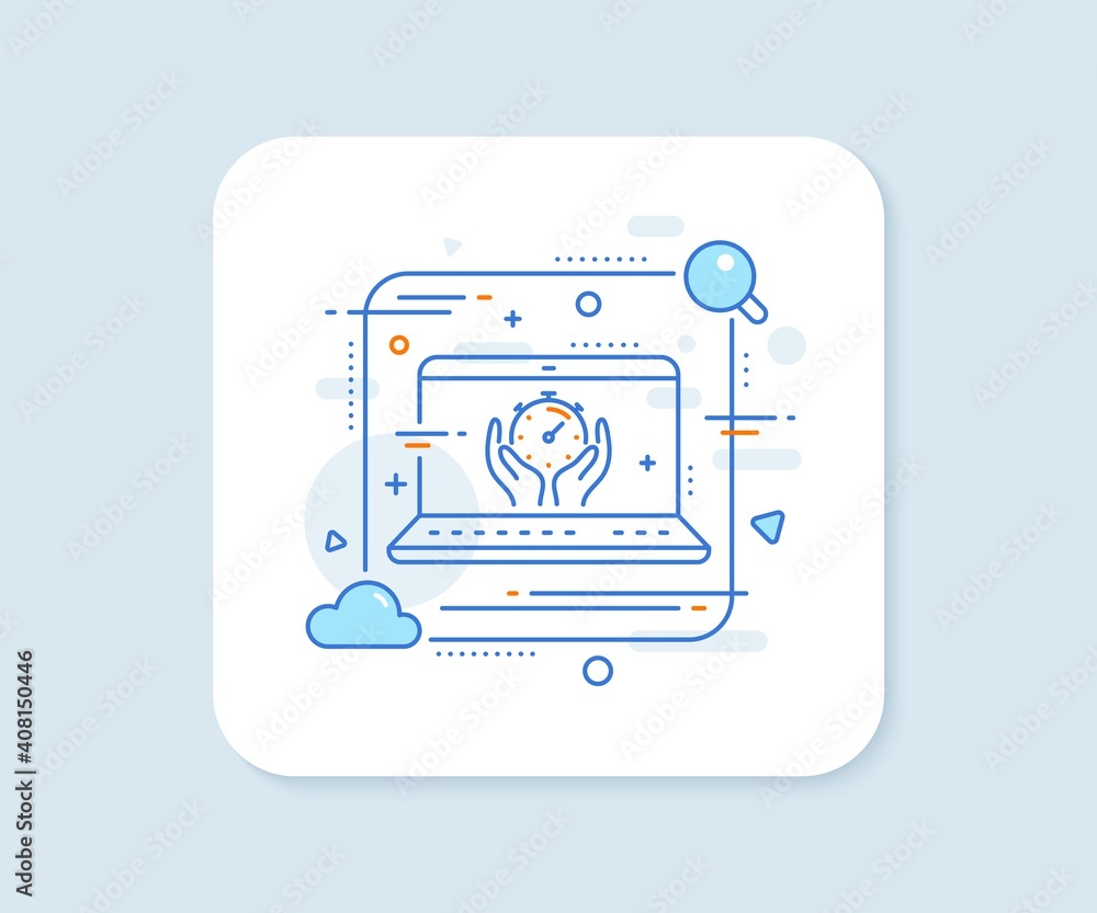Timer line icon. Abstract vector button. Time management sign. Stopwatch symbol. Timer line icon. Laptop concept badge. Vector Timer line icon. Abstract vector button. Time management sign. Stopwatch symbol. Timer line icon. Laptop concept badge. Vector