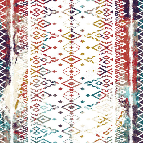 Geometric kilim ikat pattern with grunge texture  © Graphics & textile