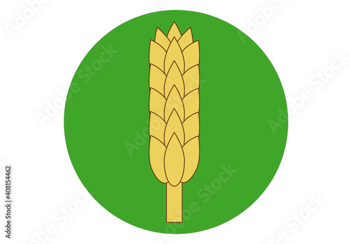Icono de espiga de trigo, cereal con gluten sobre círculo verde
