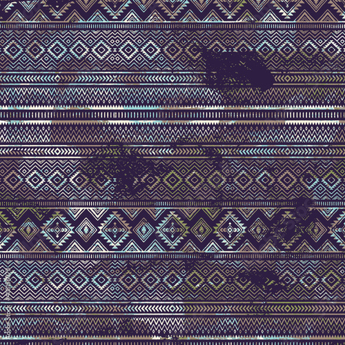 Geometric kilim ikat pattern with grunge texture 