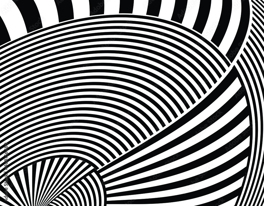 Wave design black and white. Digital image with a psychedelic stripes. Argent base for website, print, basis for banners, wallpapers, business cards, brochure, banner. Line art optical Wave design black and white. Digital image with a psychedelic stripes. Argent base for website, print, basis for banners, wallpapers, business cards, brochure, banner. Line art optical