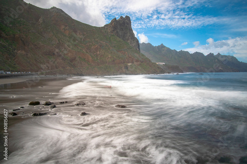 Tenerife, Canary Islands, Spain. Western coast view from Roque de las Bodegas, Anaga rural park