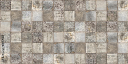 Wallpaper Mural Seamless patterned background on colorful tumbled wooden square mosaic Torontodigital.ca