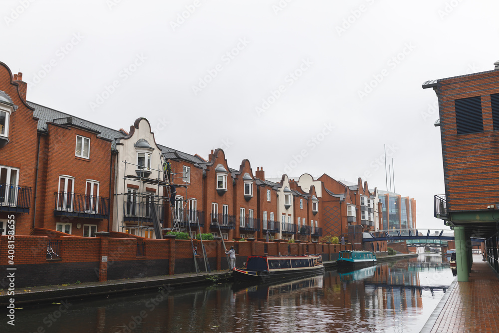 Naklejka premium In Birmingham is easy to travel thanks to fantastic network of public transport. Birmingham is major transport hub, due to location in central England. Most of public transport use in West is by bus