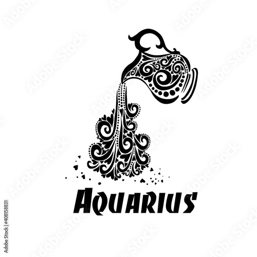 Aquarius zodiac sign. Vector illustration