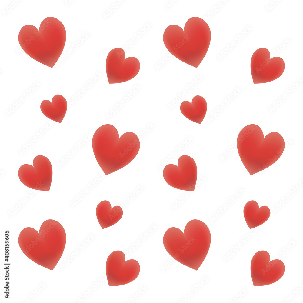 color vector simple illustration of hearts simple pattern on white