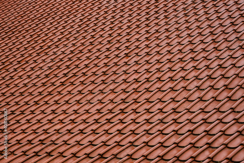 red old tiled roof diagonal forms a texture