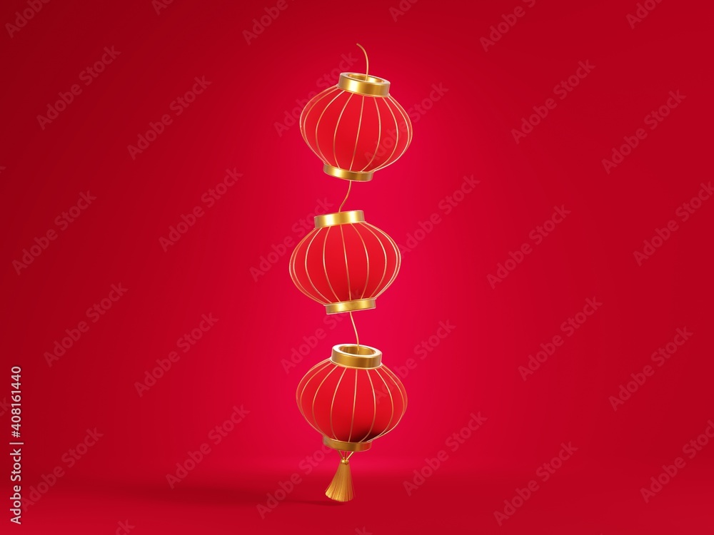 3D render red lanterns with tassel isolated on red background, design elements for Chinese lunar year, Chinese new year banner, happy new year, Chinese lunar new year concept. 3D render red lanterns with tassel isolated on red background, design elements for Chinese lunar year, Chinese new year banner, happy new year, Chinese lunar new year concept.