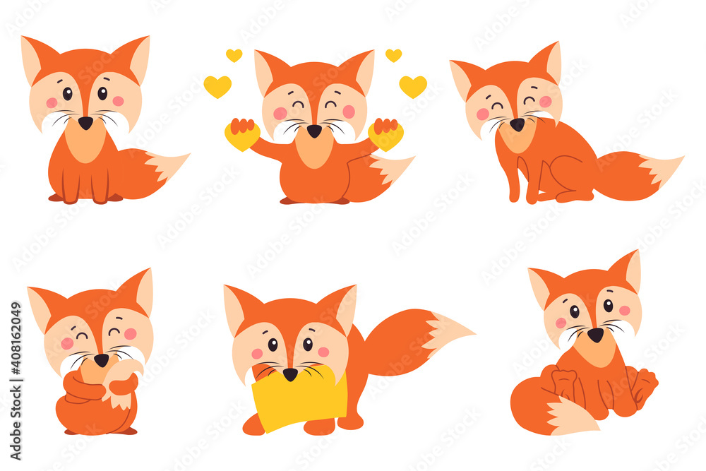 Fox signs, illustrations and elements. collection of icons Fox signs, illustrations and elements. collection of icons