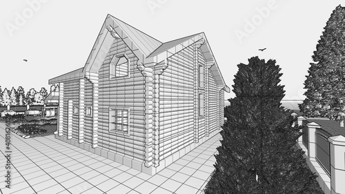 Деревянный дом из оцилиндрованного бревна, wooden house, wooden bathhouse, wooden home