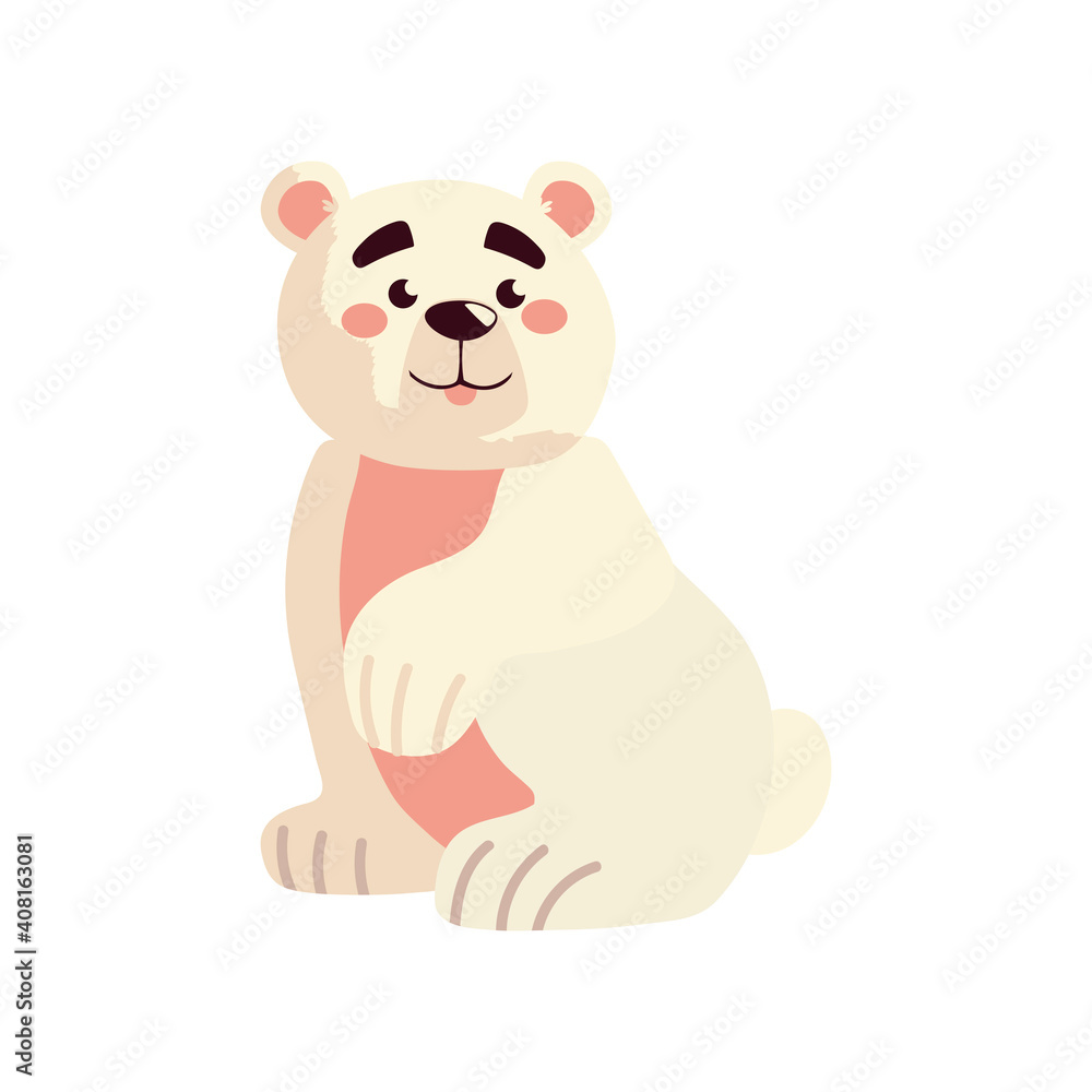 Naklejka premium polar bear sitting animal cartoon, icon isolated image
