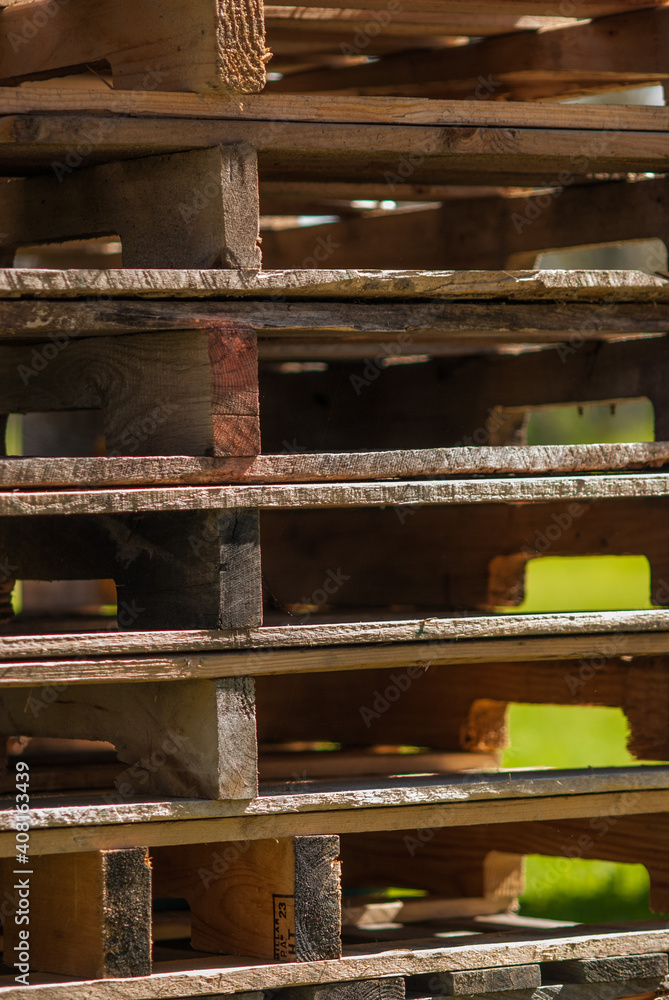 Stack of Wooden Pallets in closeup Stack of Wooden Pallets in closeup