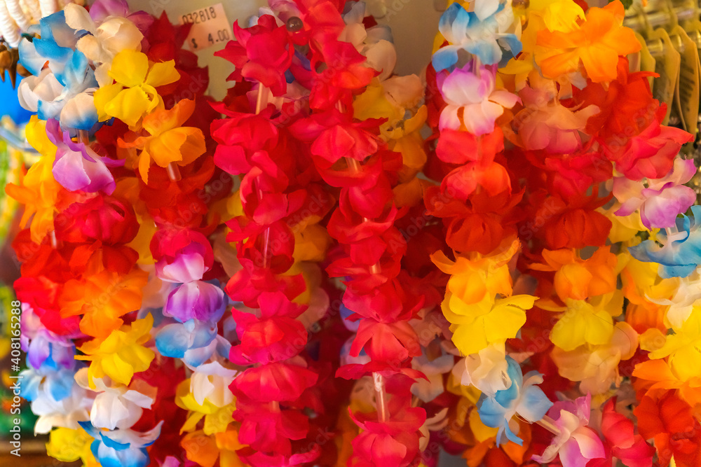 Colorful Hawaiian Plastic Leis Maui Hawaii