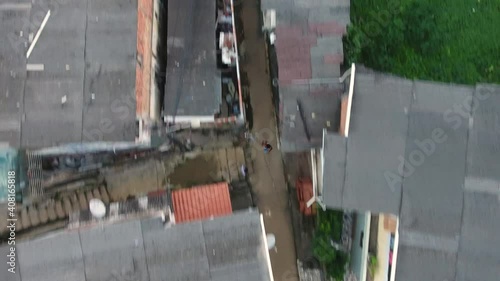 Man running in the slum, favela