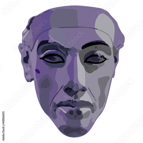 Monochrome portrait head of ancient Egyptian pharaoh Aknenaten or Echnaton.	