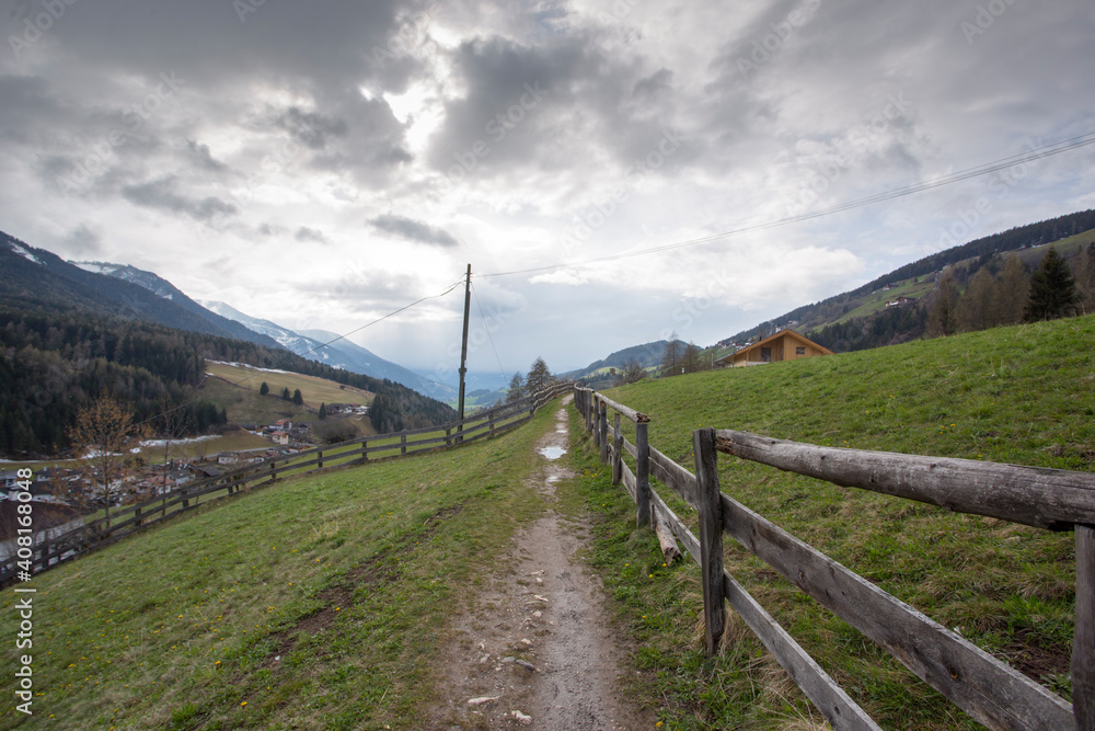 Wonderful landscape with Santa Maddalena village, Dolomites, Funes valley South Tirol Italy