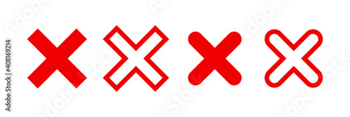 Red cross icon. No sign, reject cross template. Check mark icon vector isolated. Stock vector.