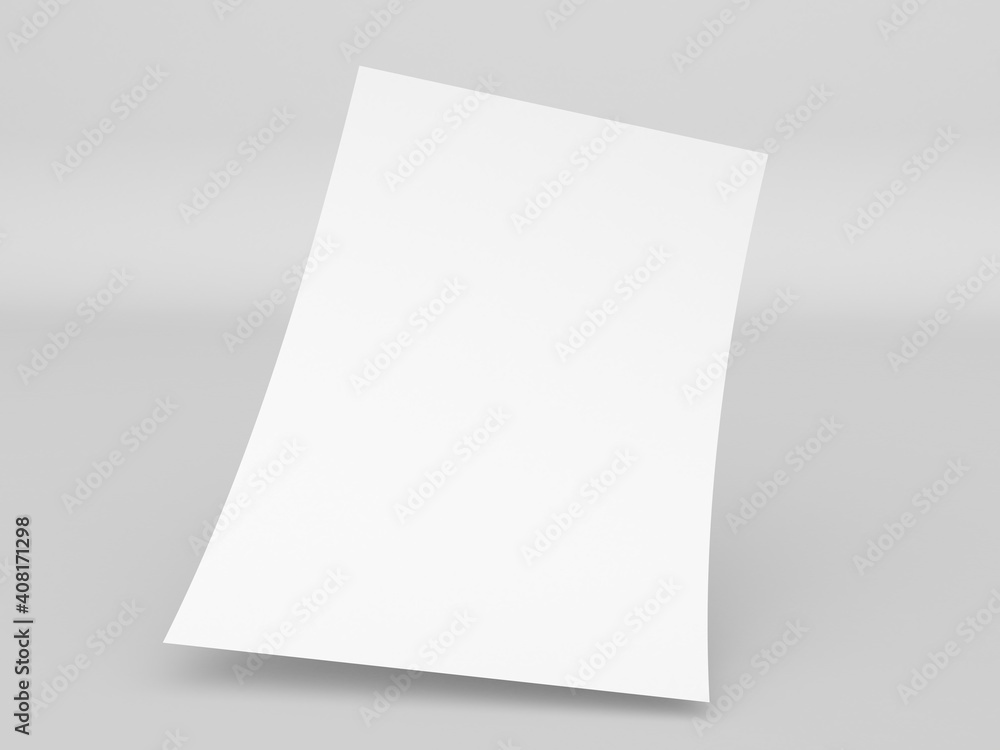 Blank A4 paper template. Curved white paper mockup. 3d render illustration. Blank A4 paper template. Curved white paper mockup. 3d render illustration.