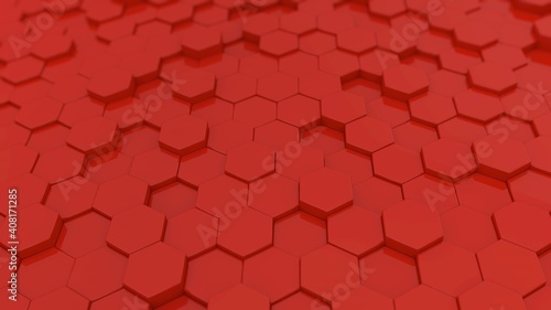 Fototapeta Naklejka Na Ścianę i Meble -  Abstract background with red hexagons. 3d render illustration.