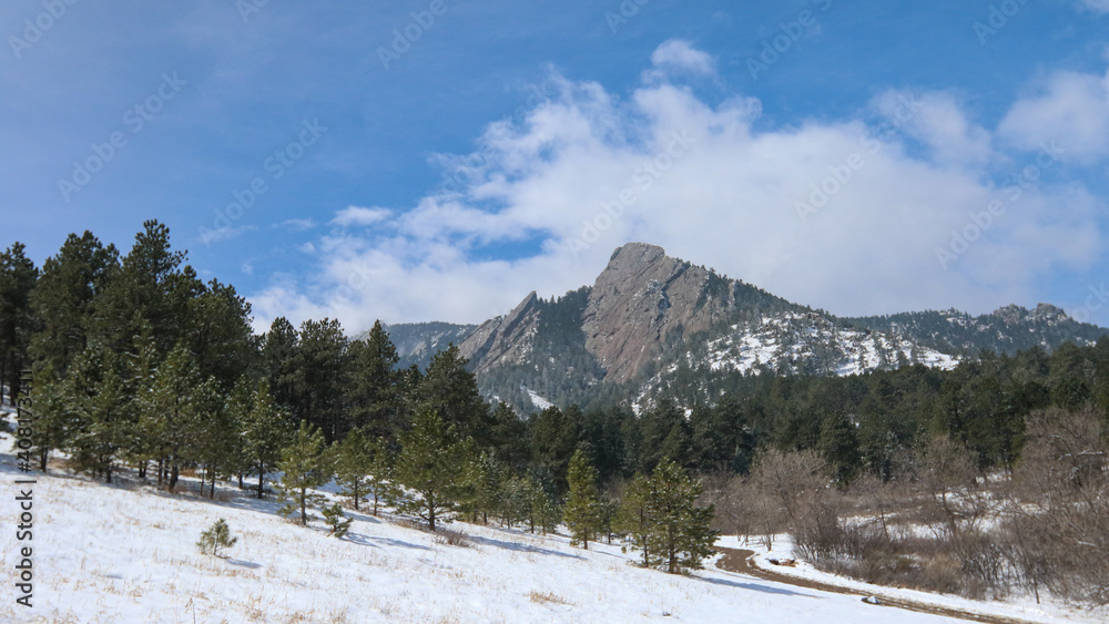 Flat Irons Boulder Colorado, Snow Landscape in Boulder