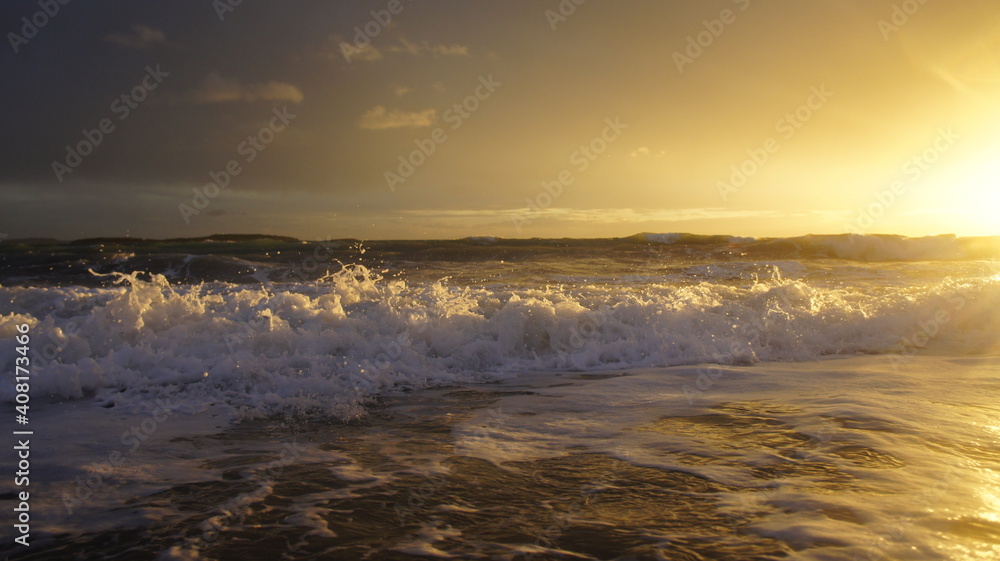 Naklejka premium stormy sunset over the winter Mediterranean sea