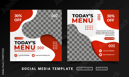 Flyer or social media post themed restaurant menu template