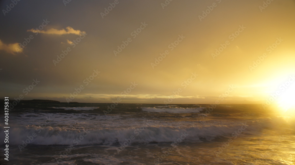 stormy sunset over the winter Mediterranean sea stormy sunset over the winter Mediterranean sea