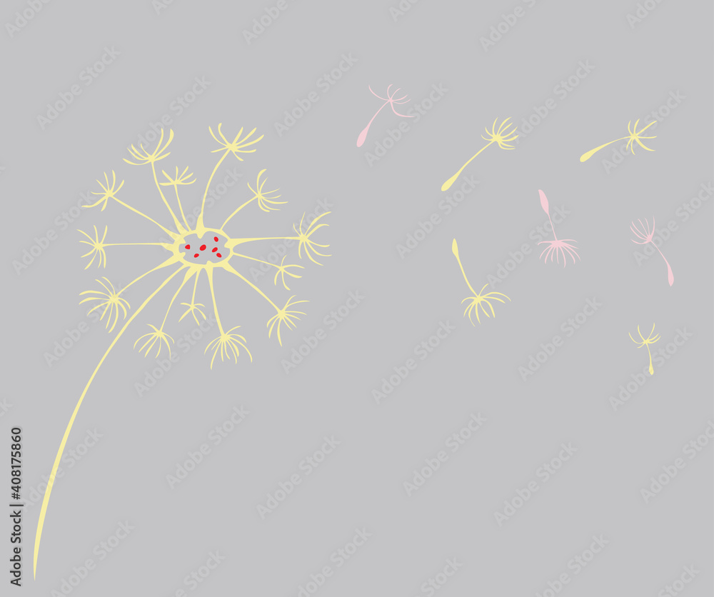 Flying dandelion seeds, vector icon Flying dandelion seeds, vector icon
