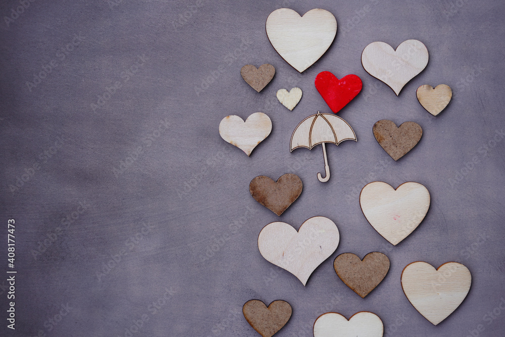 Fototapeta premium raining hearts and umbrella