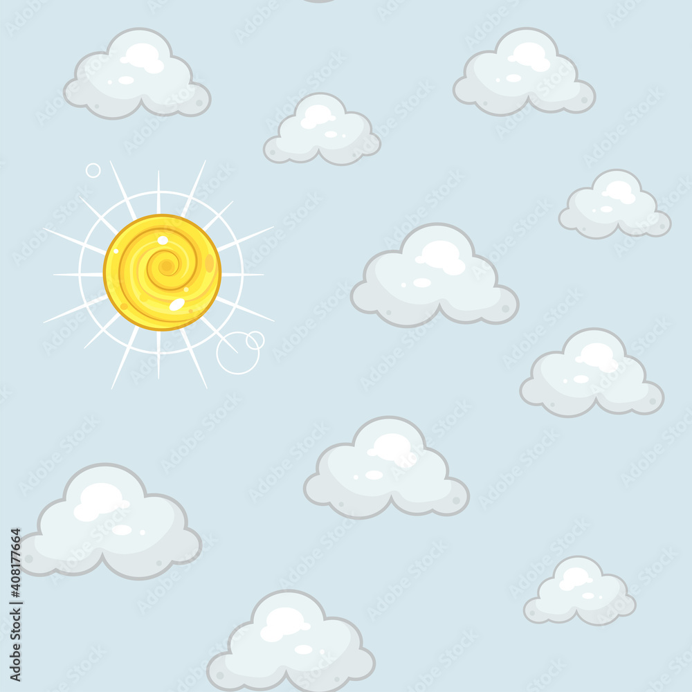 Seamless patten vector sun and clouds textile print Seamless patten vector sun and clouds textile print