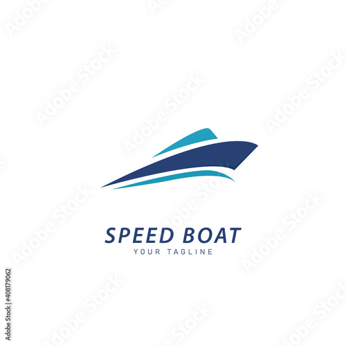 creative Speed Boat Logo Symbol Template Flat Style Design Vector