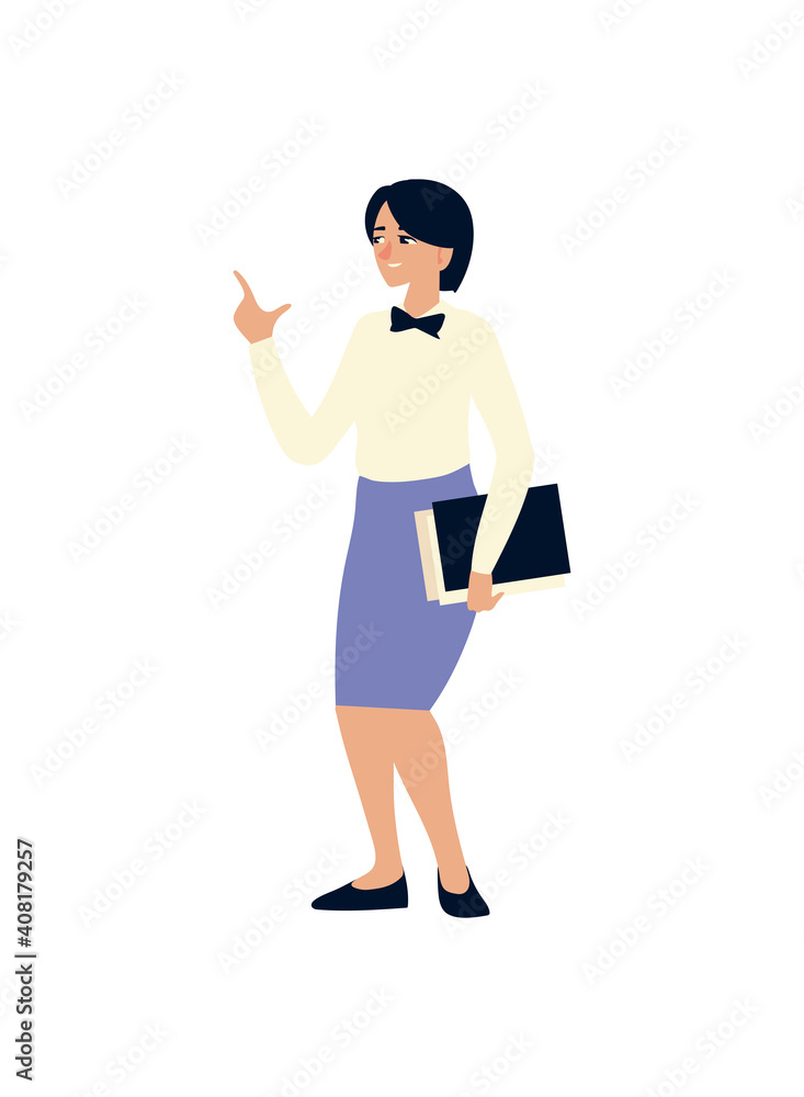 businesswoman with folder icon flat isolated design businesswoman with folder icon flat isolated design