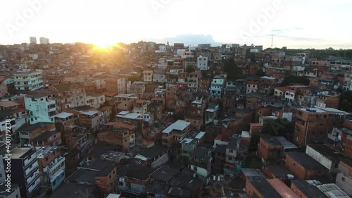 Aerial image of sunset in the favela