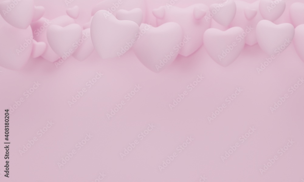 Heart on pink background for Happy Women's, Mother's, Valentine's Day concept. 3d rendering