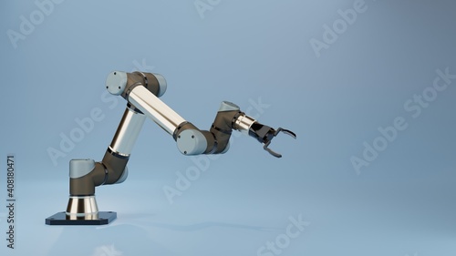 Robot arm concept on blue background,3d rendering.