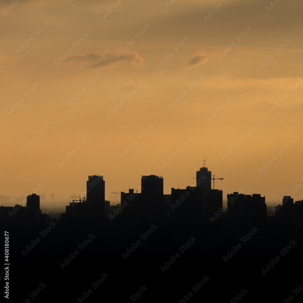 city silhouette at sunrise