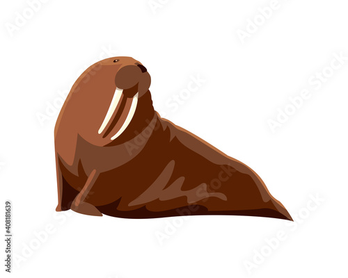 walrus north pole animal icon isolated style