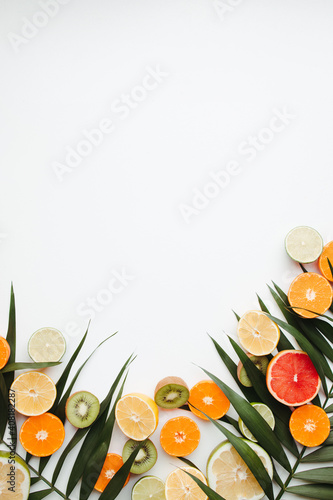 Fototapeta Naklejka Na Ścianę i Meble -  Composition with exotic fruits on white background